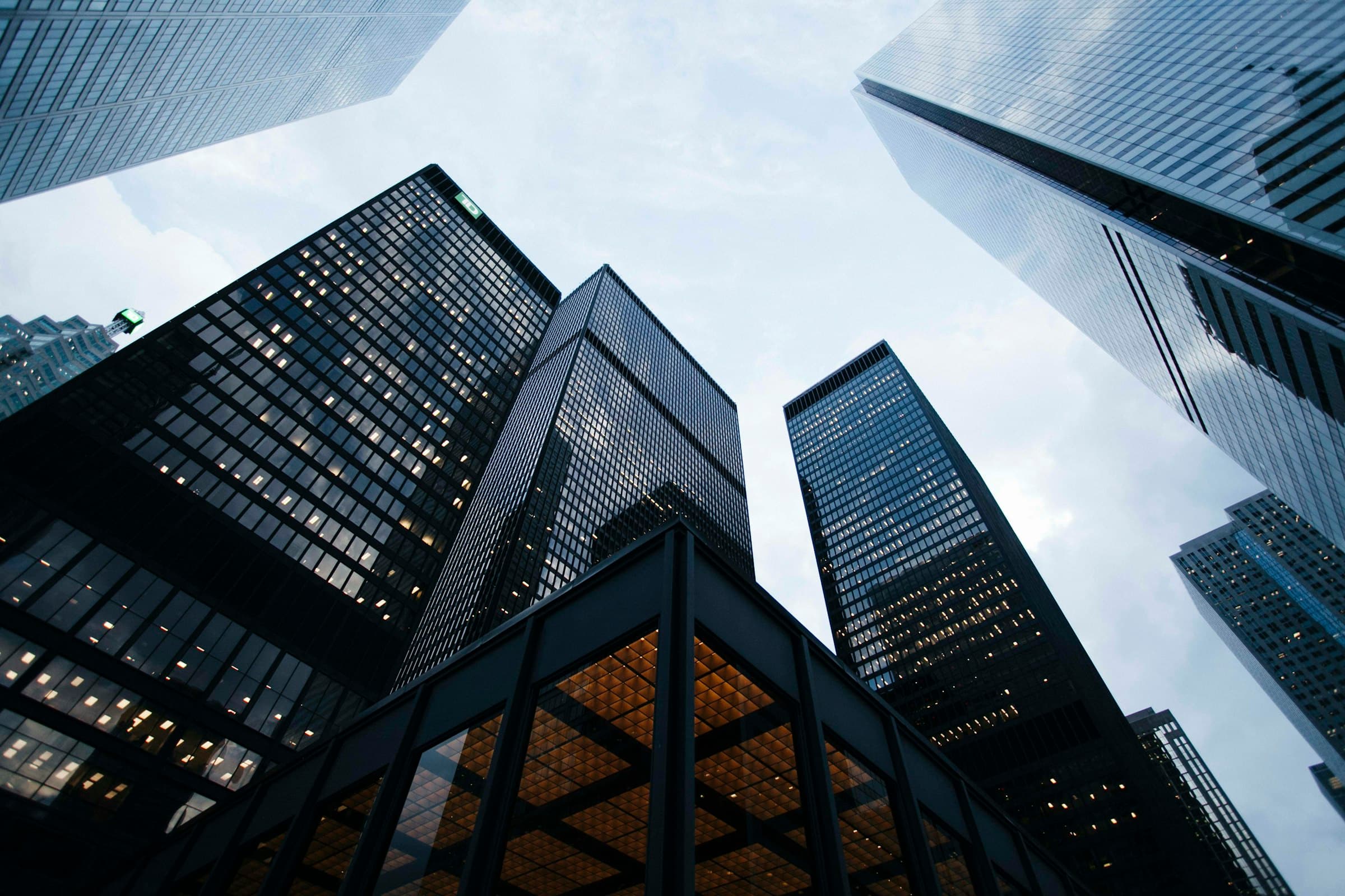 Modern glass office towers rising against the sky